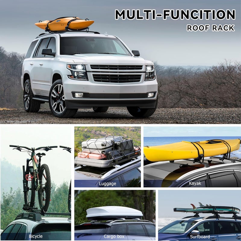 FLYCLE 220Lbs Roof Rack Crossbars for 2015-2020 Chevy Tahoe Suburban Yukon Escalade with Anti-Theft Lock, Heavy Duty Aluminum Anti-Corrosion Cross Bar Fit Luggage Luggage Kayaks Bicycles Snowboard - Image 5
